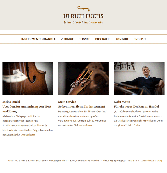 Imken Leibrock | ContentManagement | TYPO3 | Referenz: Ulrich Fuchs - Streichinstrumente, Bild 1